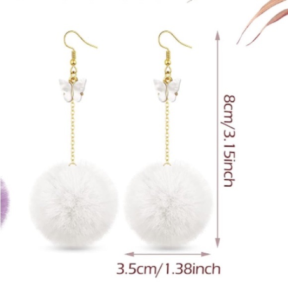 🦋 ✨NWT Butterfly & Pom Pom Gold Danglers✨🦋 Handmade ✨ Gift for Her ✨ Moms Day - Picture 4 of 6